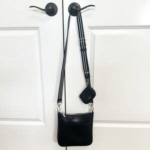Kate Spade Swing Pack Crossbody Rosie Purse Black Leather Swingpack Coin Purse